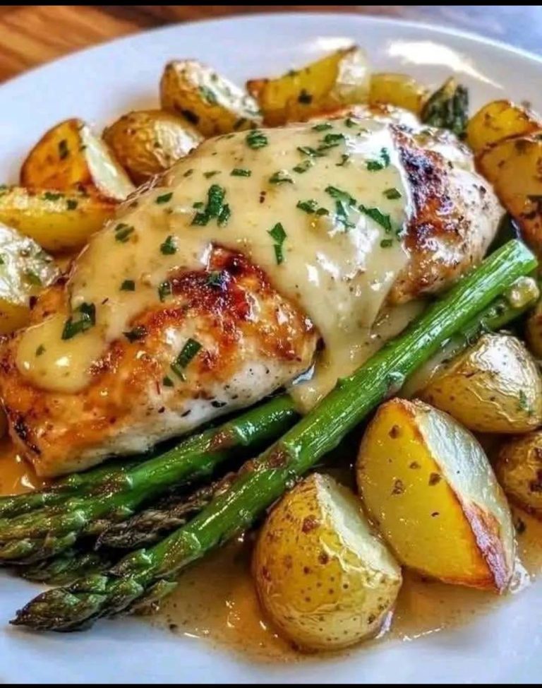 Honey Mustard Chicken with Roasted Asparagus and Cheese 