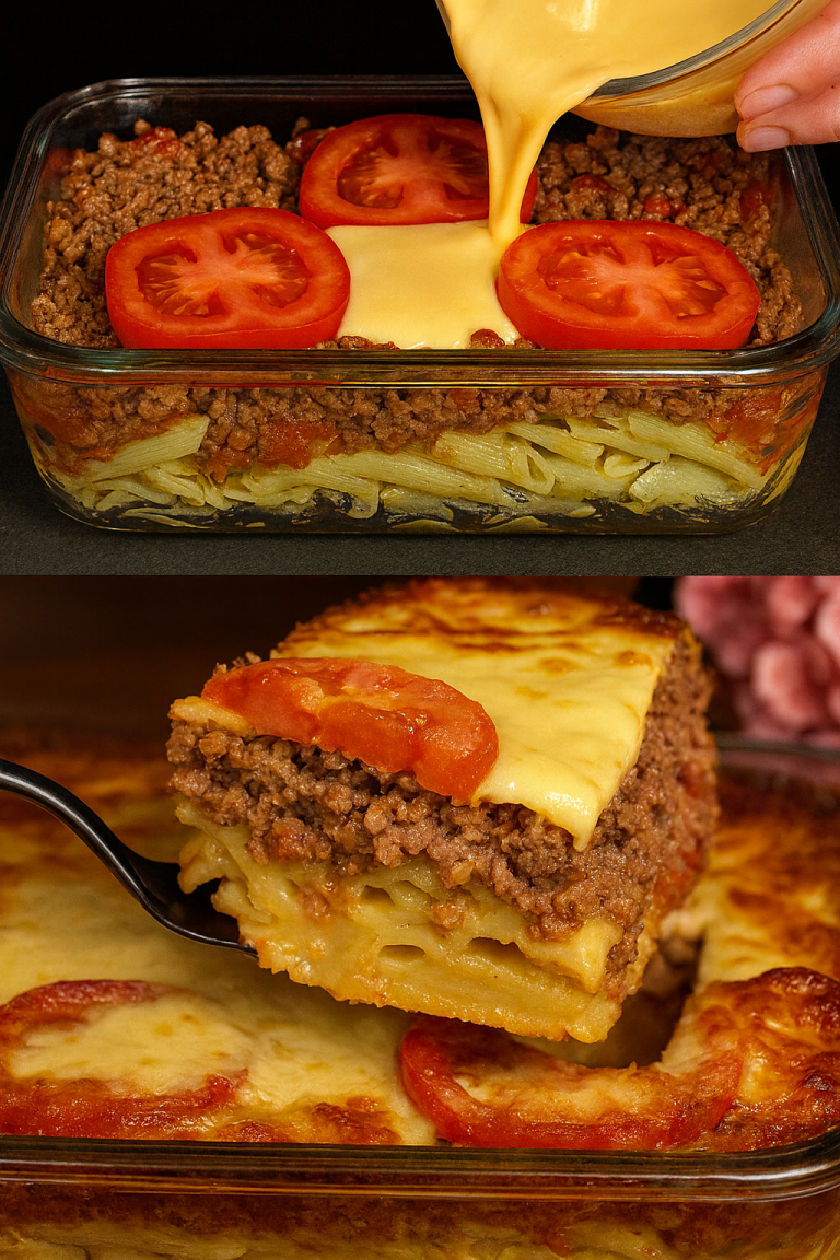 Baked Penne Pasta with Beef and Mozzarella