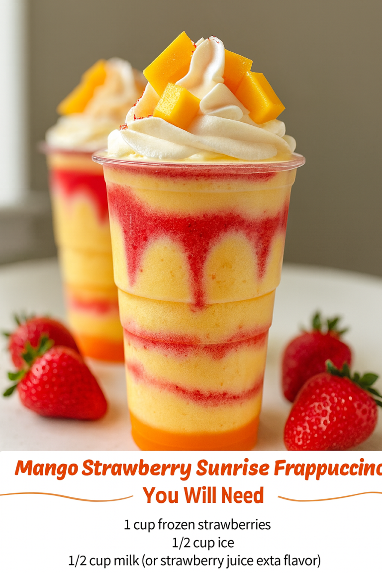 Mango Strawberry Sunrise Frappuccinos