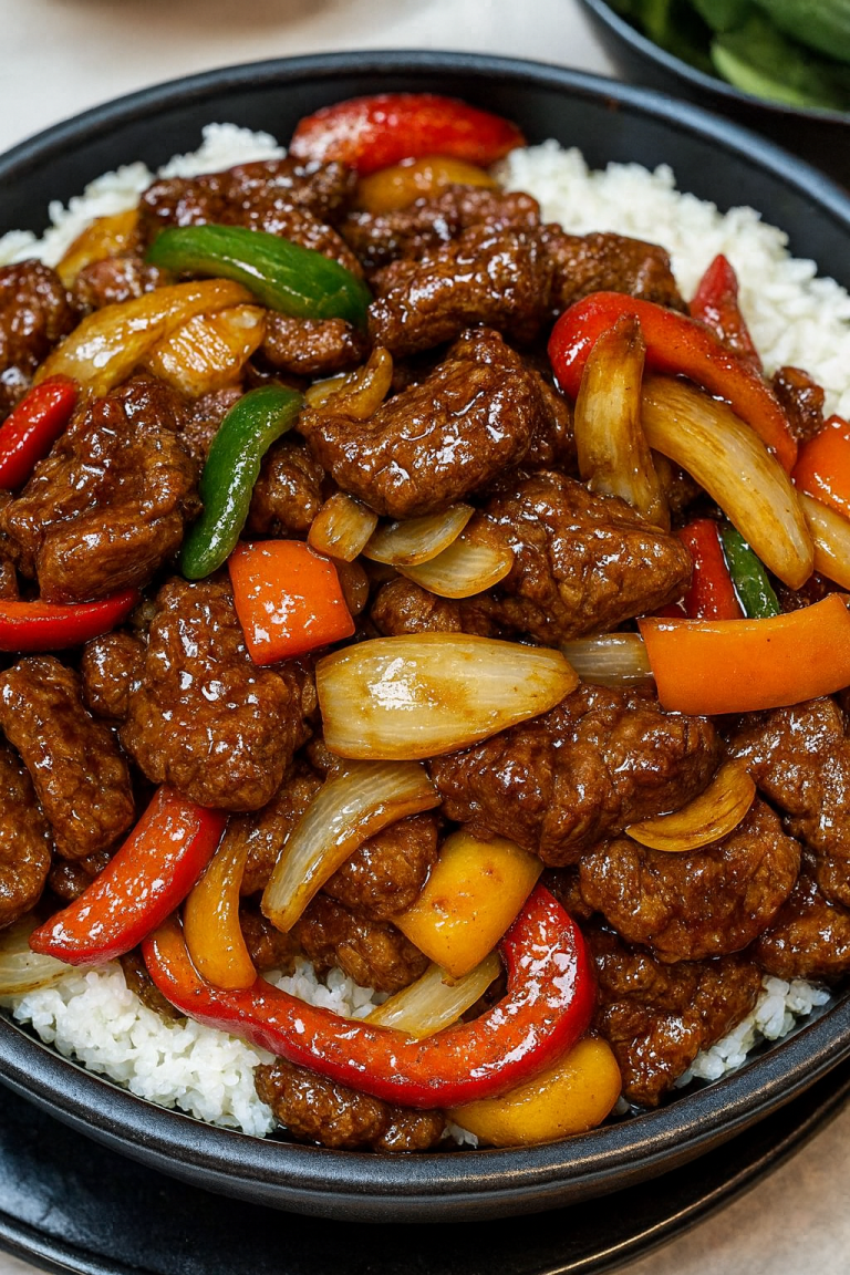 Sizzling Chinese Pepper Steak with Onions